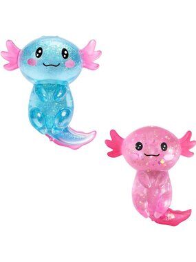 2 Pcs Cute Axolotl Squishy Stress Relief Toys - Soft Squeeze Fidget Sensory Fun